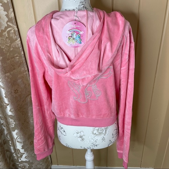 New! Dolls Kill x My Little Pony power ponies pink velour Track jacket 1X 1XL - Picture 4 of 4